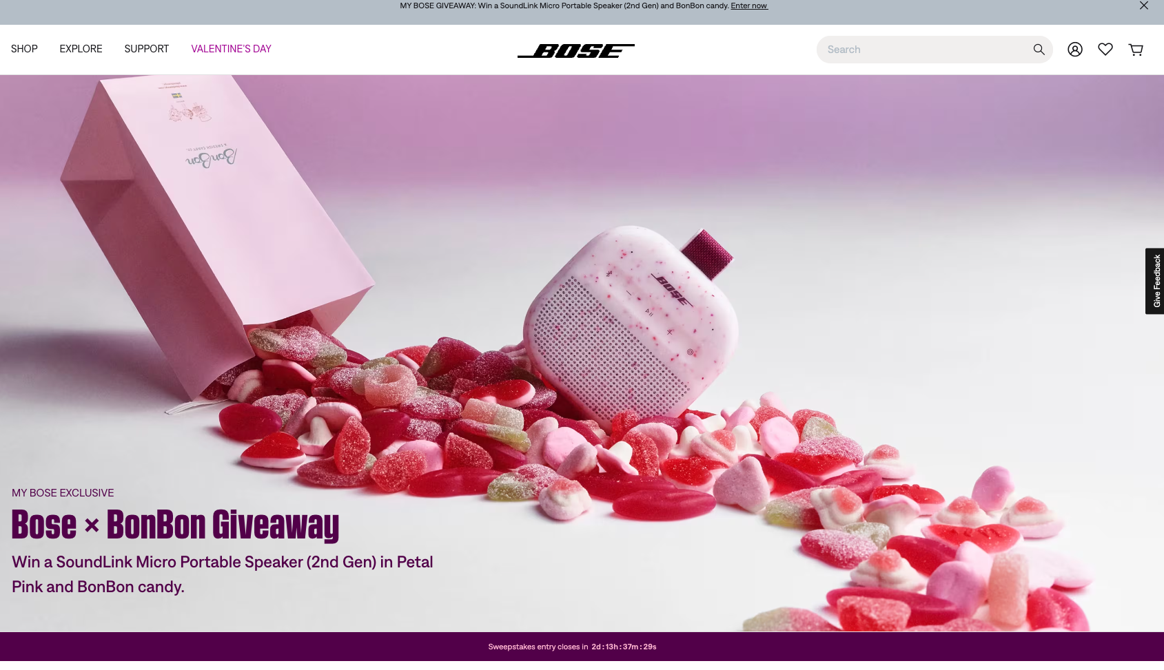 Bose × BonBon Valentine's Day campaign hero