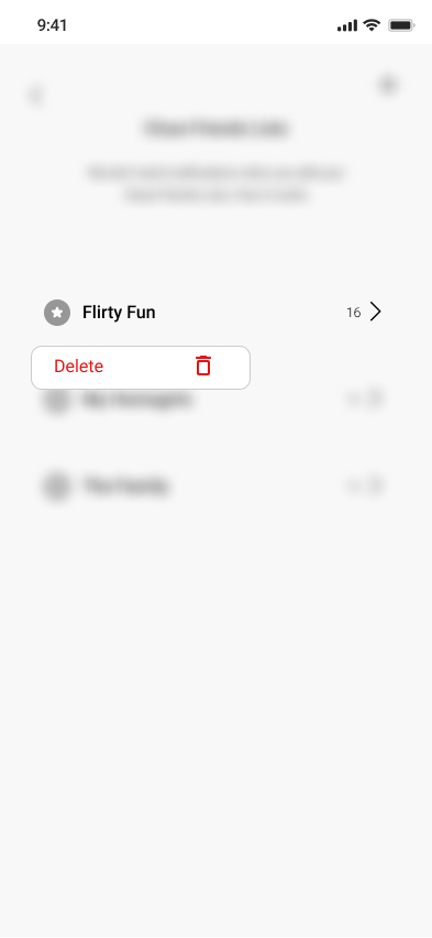 close friends list view screen redesign mockup